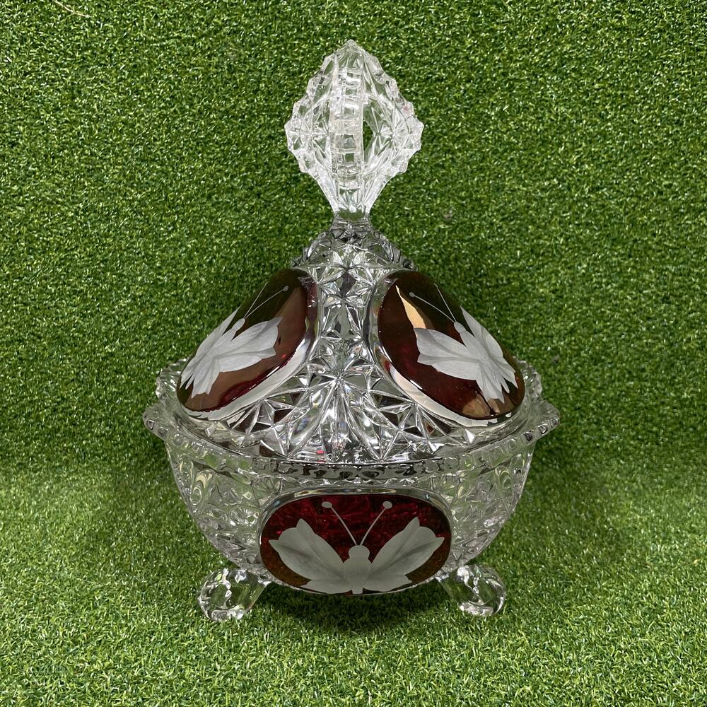 Vintage Hofbauer Byrdes German Bleikristall 24% Lead Crystal Candy Dish